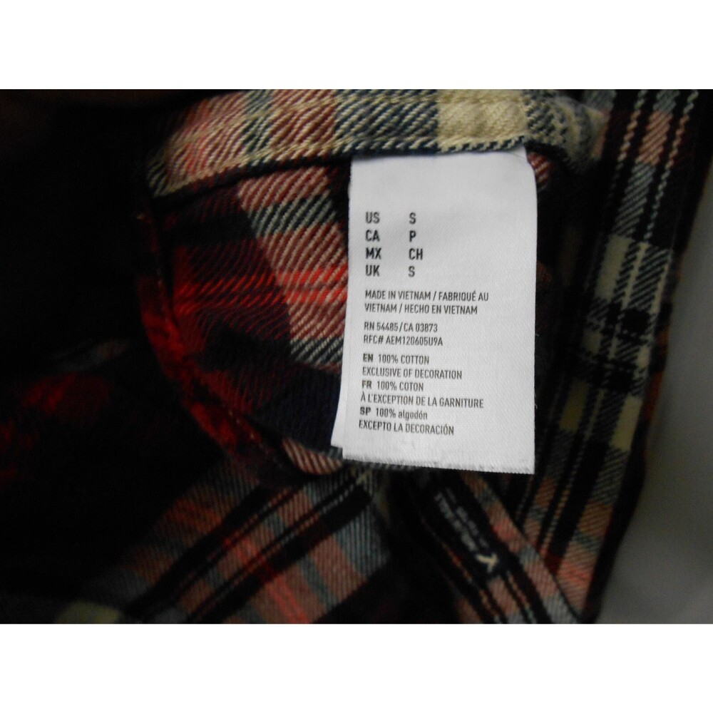 American Eagle Shirt Womens Small Red Blue Heavy Flannel Pockets Outdoors Comfy - Picture 5 of 11